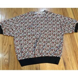 Vintage Chic Josephine Chaus Women's White Red Gold Black Short Sleeve Blouse 6